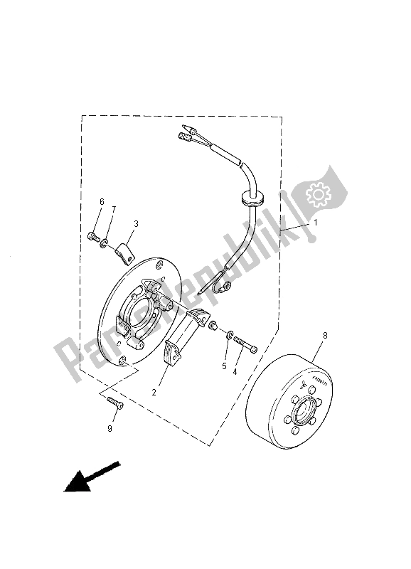 All parts for the Generator of the Yamaha PW 80 2000