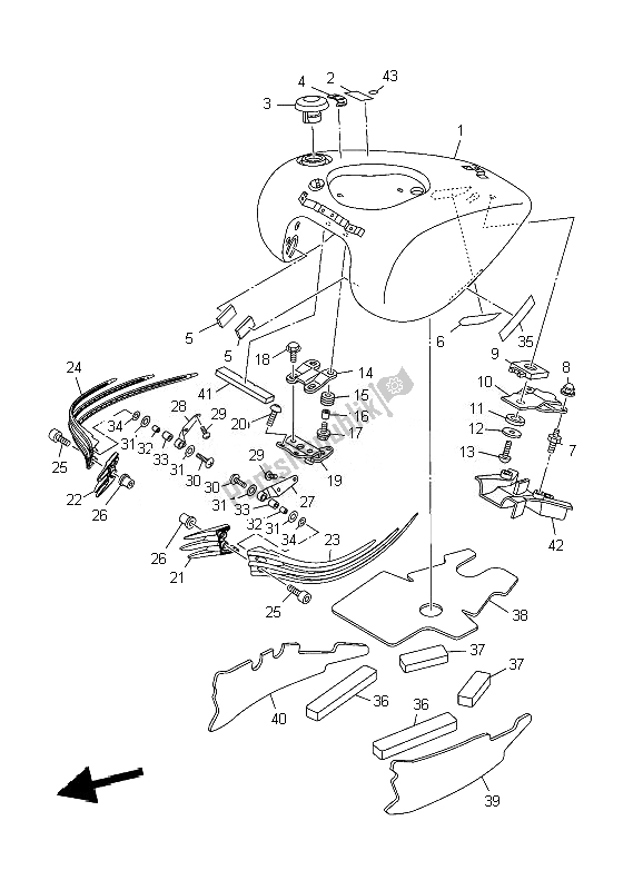 All parts for the Fuel Tank of the Yamaha XV 1900A Midnight Star 2007