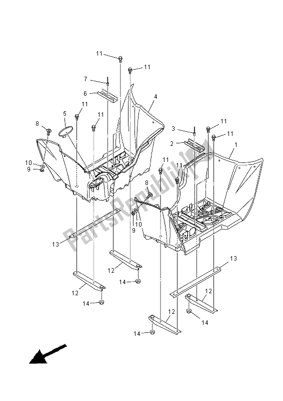 All parts for the Stand & Footrest of the Yamaha YFM 300F Grizzly 2X4 2013