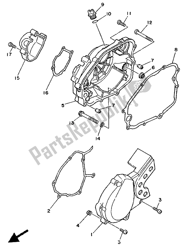 Tutte le parti per il Coperchio Del Carter 1 del Yamaha DT 125R 1992