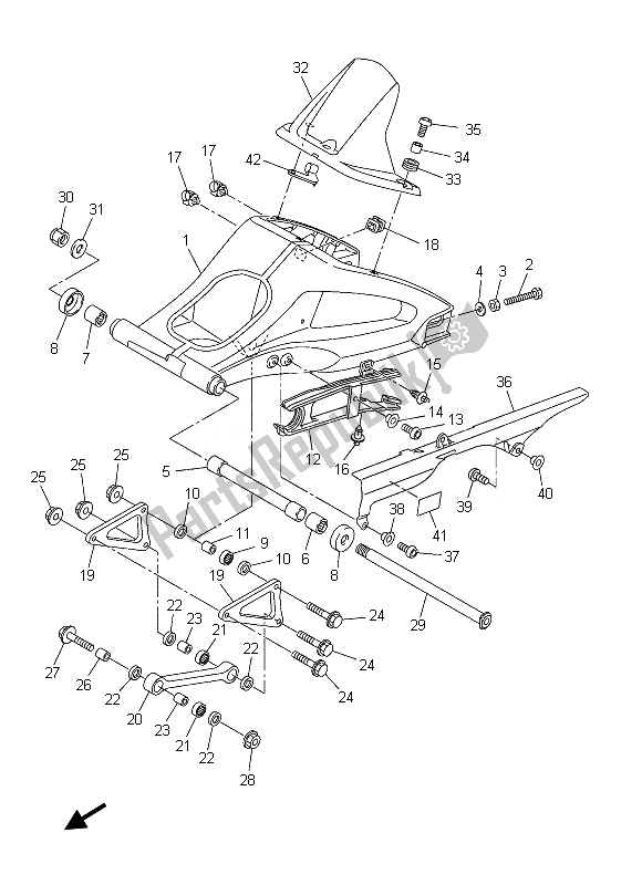 Tutte le parti per il Braccio Posteriore del Yamaha FZ8 S 800 2013