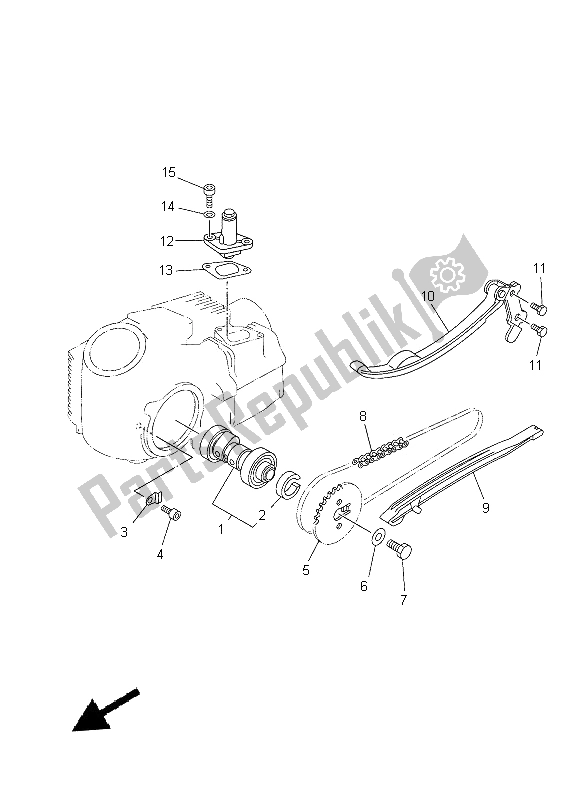 Alle onderdelen voor de Nokkenas & Ketting van de Yamaha TT R 50E 2014