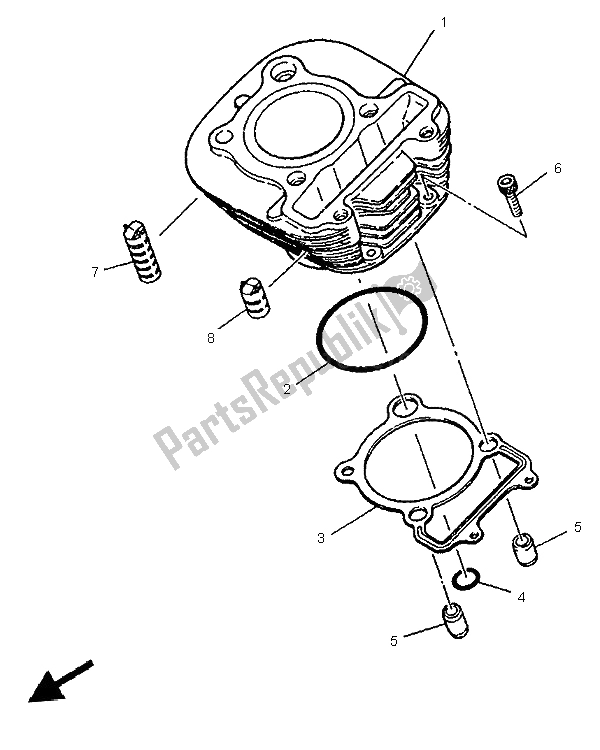 All parts for the Cylinder of the Yamaha SR 125 1997