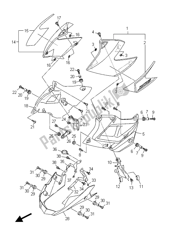 All parts for the Side Cover 2 of the Yamaha XJ6 NA 600 2015