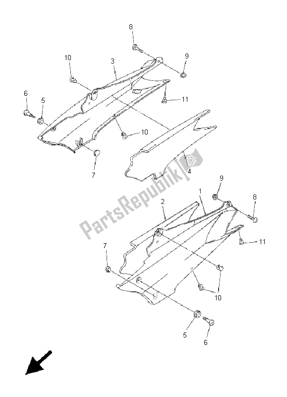 Todas las partes para Cubierta Lateral de Yamaha FJR 1300 2005