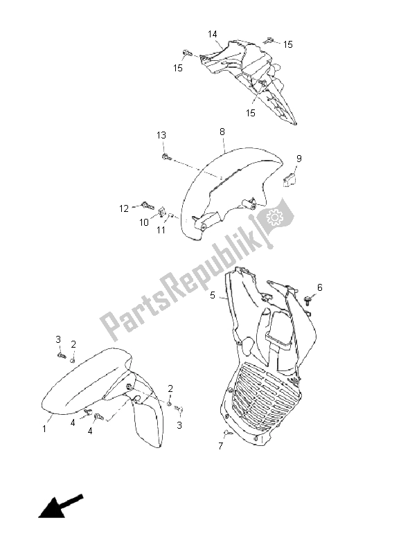 Tutte le parti per il Parafango del Yamaha YP 125R X MAX 2008