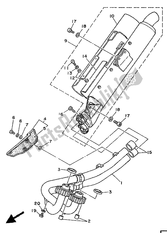 Toutes les pièces pour le échappement du Yamaha XTZ 750 Supertenere 1993