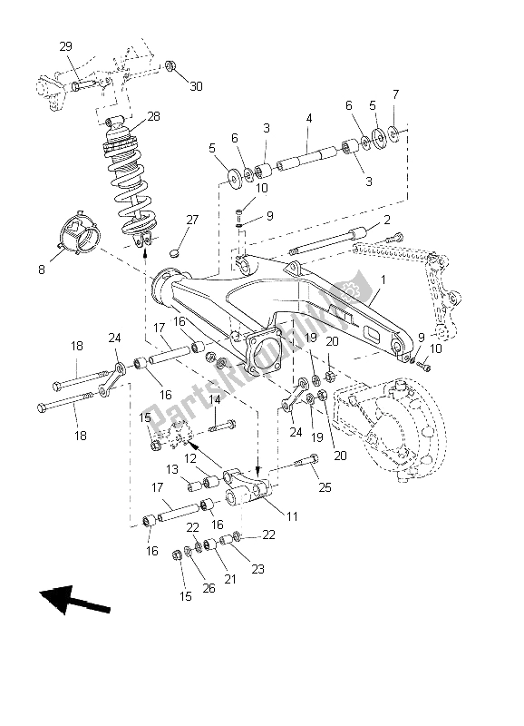 Toutes les pièces pour le Bras Arrière Et Suspension du Yamaha BT 1100 Bulldog 2002