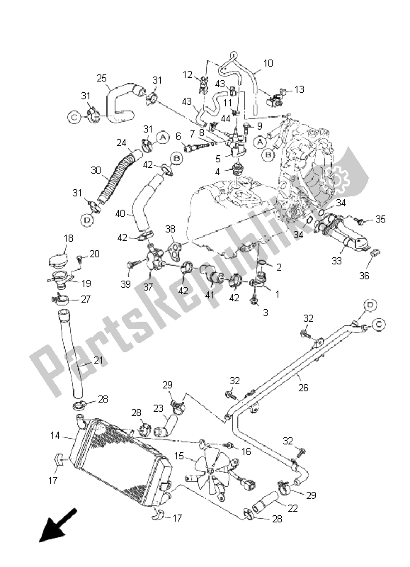 Toutes les pièces pour le Tuyau De Radiateur du Yamaha YP 400 Majesty 2009