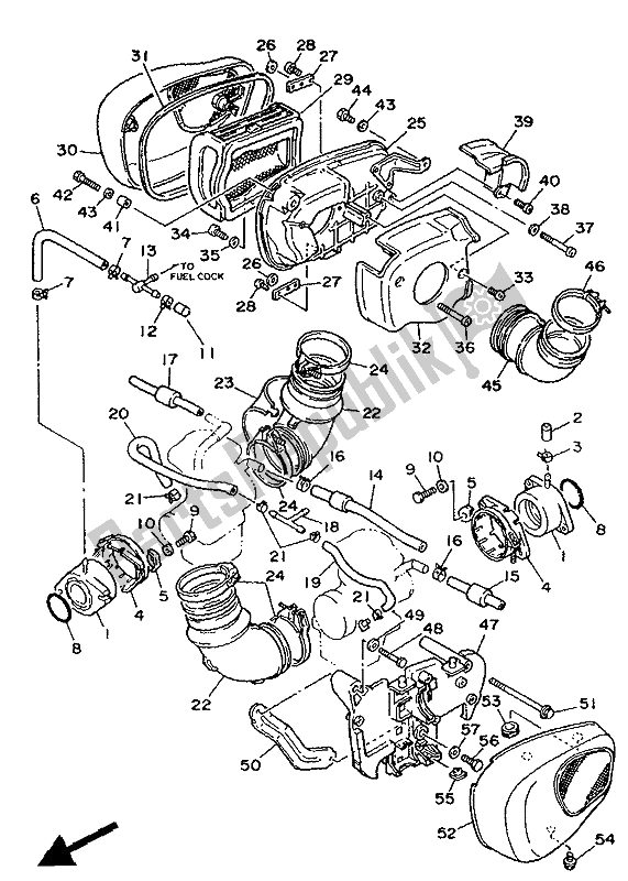 Alle onderdelen voor de Inname van de Yamaha XV 750 Virago 1992