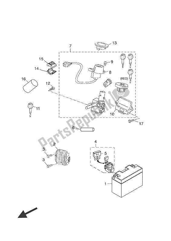 All parts for the Electrical 1 of the Yamaha YP 125R 2016