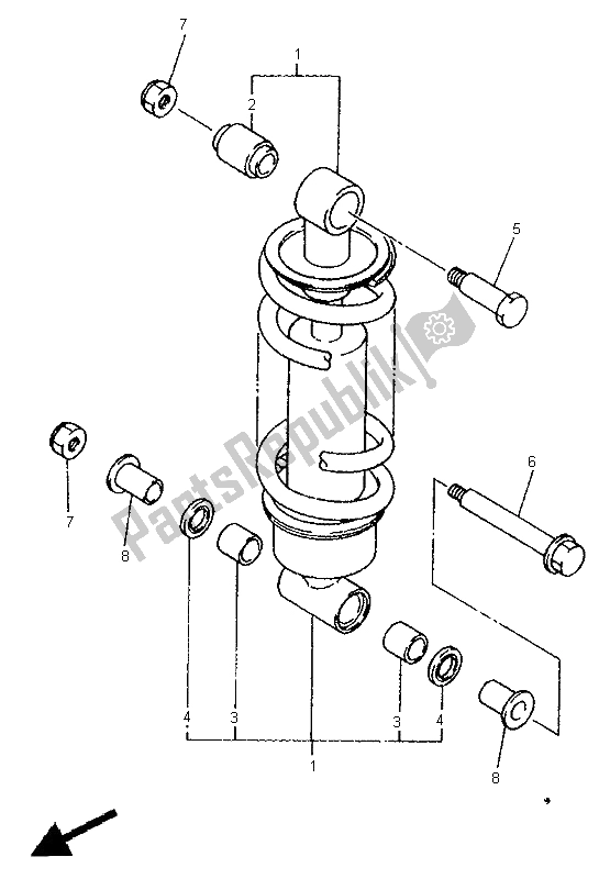 Tutte le parti per il Sospensione Posteriore del Yamaha XJ 600N 1998