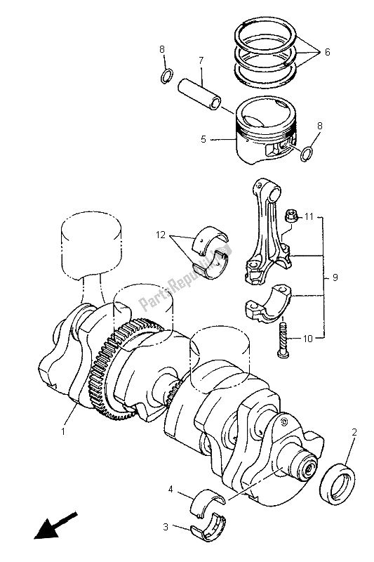 All parts for the Crankshaft & Piston of the Yamaha XJ 900S Diversion 1997