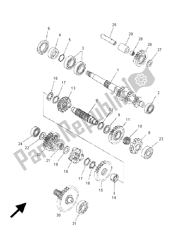 All parts for the Transmission of the Yamaha YXR 700F Rhino 2011