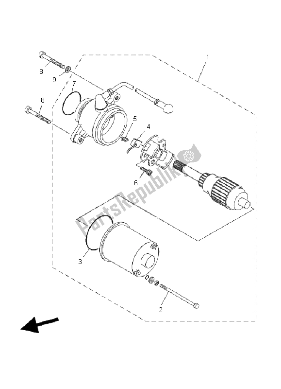 All parts for the Starting Motor of the Yamaha YFM 80R 2006