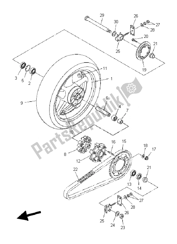 Tutte le parti per il Ruota Posteriore del Yamaha FZ6 NA 600 2007