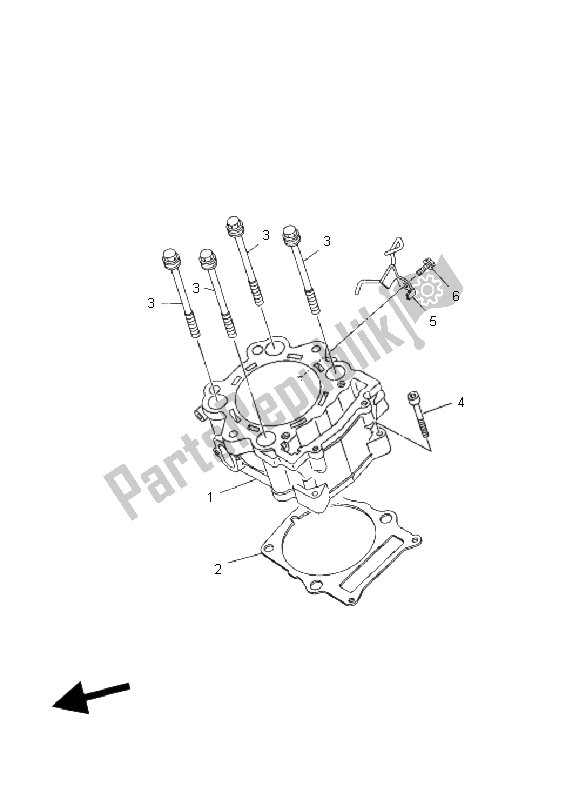 All parts for the Cylinder of the Yamaha YFM 700R 2008