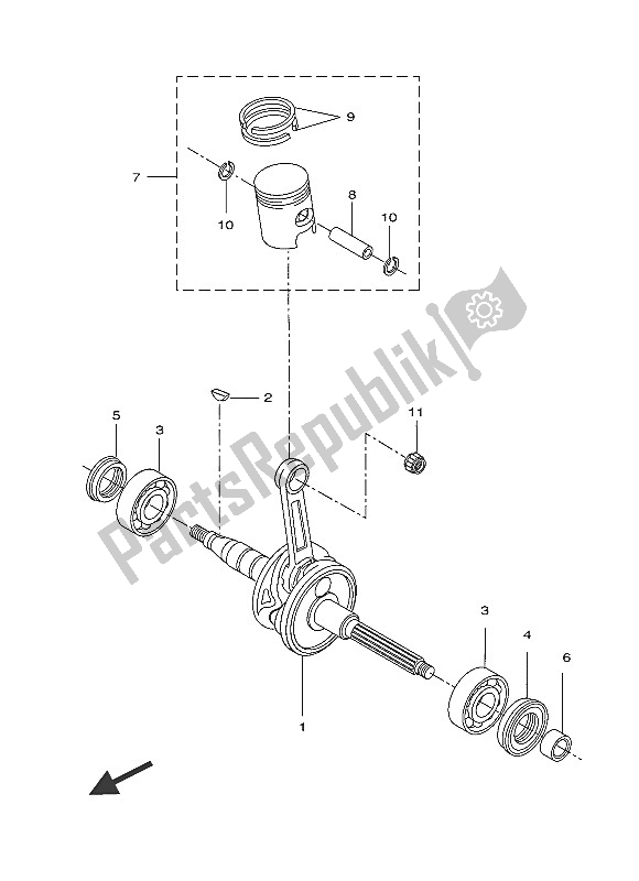 All parts for the Crankshaft & Piston of the Yamaha CW 50 2016