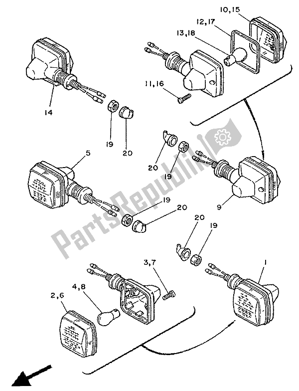 Todas as partes de Luz Intermitente do Yamaha XTZ 750 Supertenere 1991