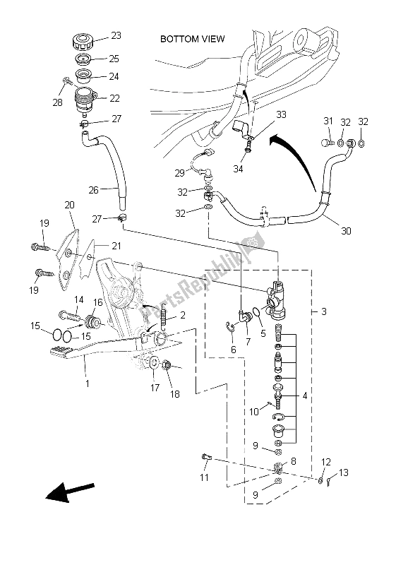 Tutte le parti per il Pompa Freno Posteriore del Yamaha MT 03 25 KW 660 2006