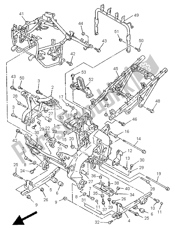 Tutte le parti per il Telaio del Yamaha GTS 1000A 1998