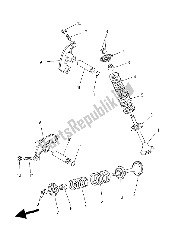 All parts for the Valve of the Yamaha YFM 450 FWA Grizzly 4X4 2014