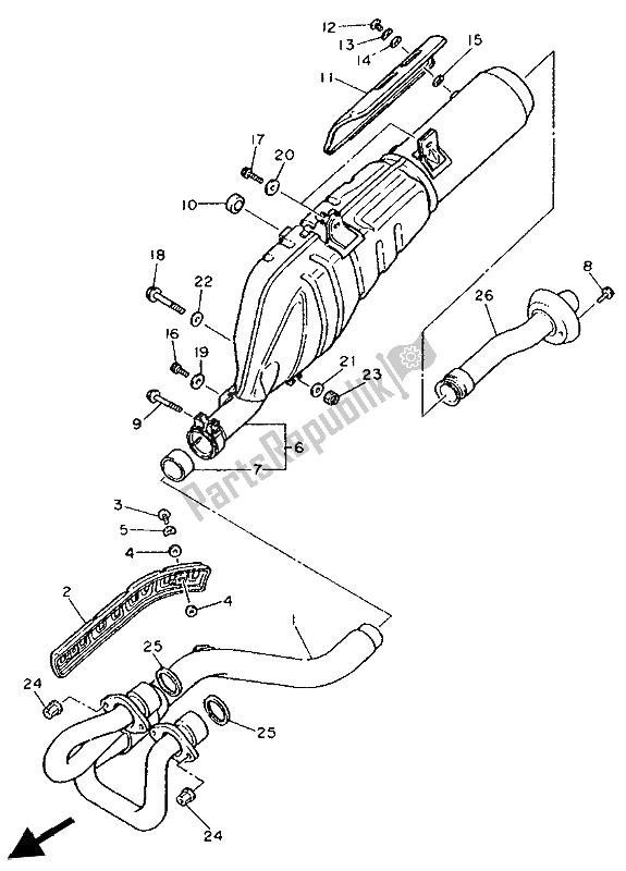 Toutes les pièces pour le échappement du Yamaha XT 600E 1992