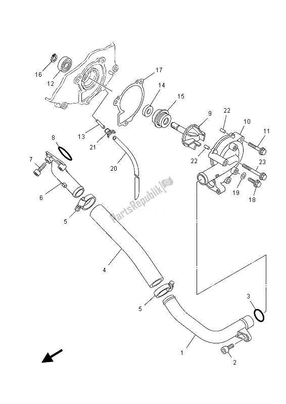 All parts for the Water Pump of the Yamaha YFM 700 Fgpd Grizzly 4X4 2013