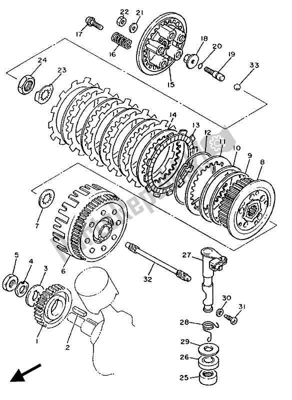 All parts for the Clutch of the Yamaha XV 535 Virago 1989