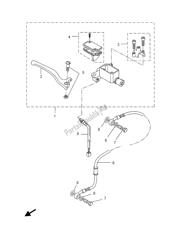 All parts for the Front Master Cylinder of the Yamaha YN 50 2013