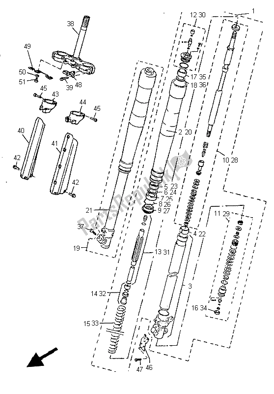 Tutte le parti per il Forcella Anteriore del Yamaha TT 600E 1997