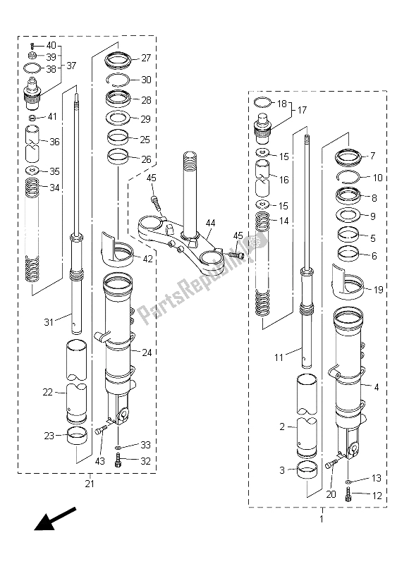 Todas as partes de Garfo Dianteiro do Yamaha FJR 1300A 2015