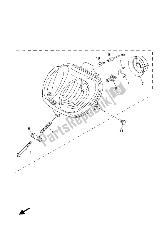 All parts for the Headlight of the Yamaha YN 50 2013