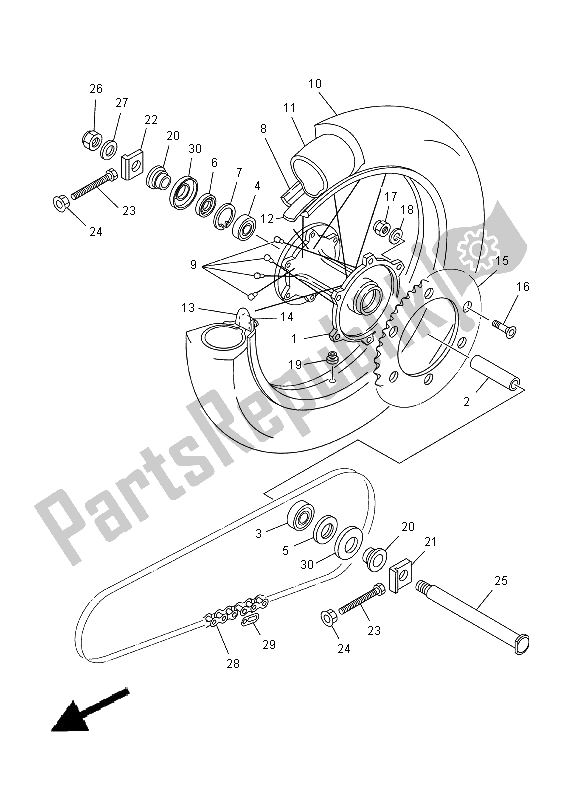 Toutes les pièces pour le Roue Arrière du Yamaha YZ 250 2000