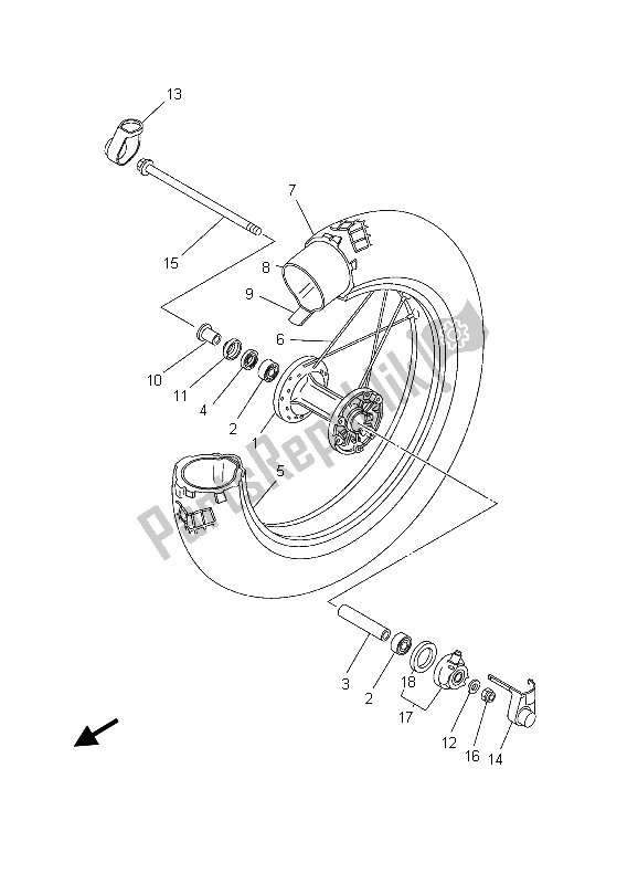 Todas as partes de Roda Da Frente do Yamaha TW 125 2003