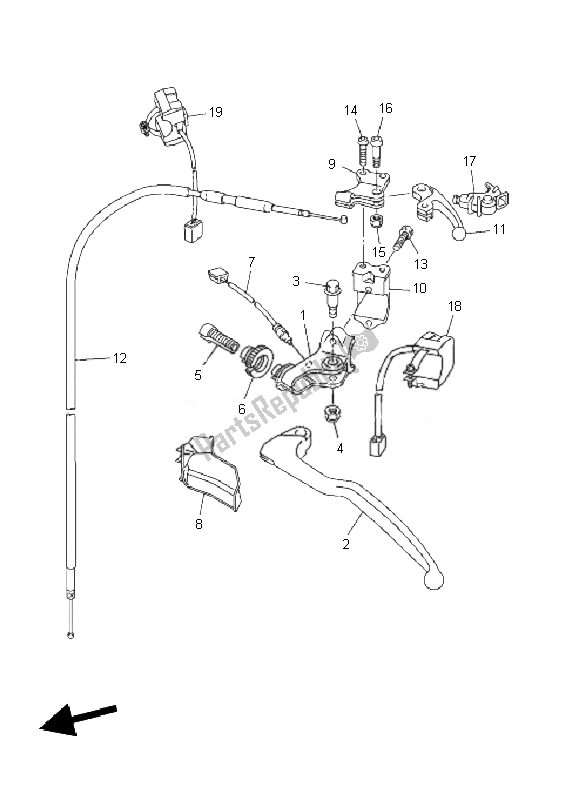 All parts for the Handle Switch & Lever of the Yamaha WR 250F 2010