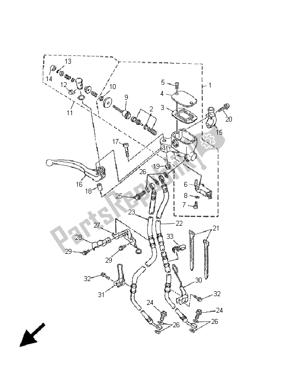 Alle onderdelen voor de Voorste Hoofdcilinder van de Yamaha XJ 600S Diversion 2001