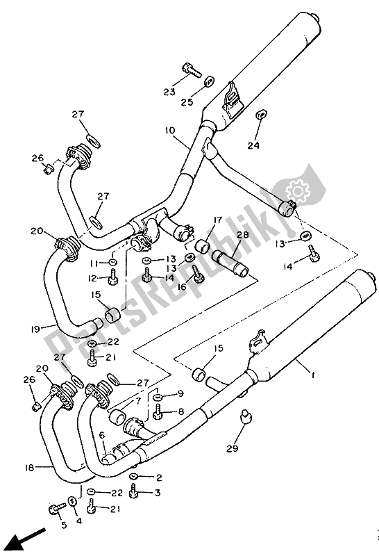 Toutes les pièces pour le échappement du Yamaha XJ 600 1986