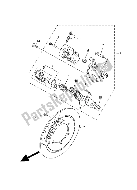 Todas las partes para Pinza De Freno Delantero de Yamaha XVS 650A Dragstar Classic 2000