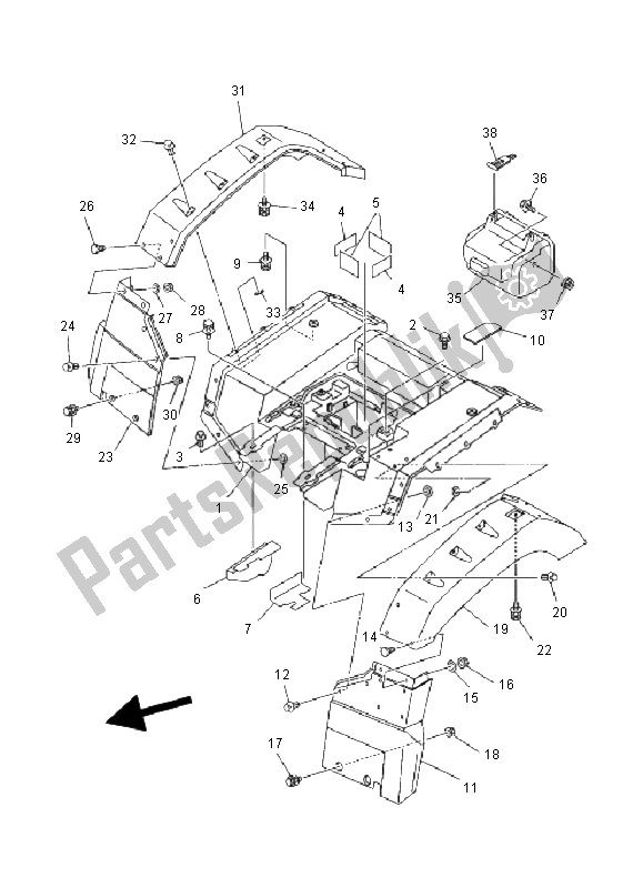 Todas las partes para Guardabarros Trasero de Yamaha YFM 600F Grizzly 4X4 2000