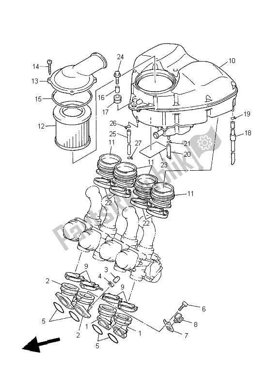 Alle onderdelen voor de Inname van de Yamaha XJ 900S Diversion 2002