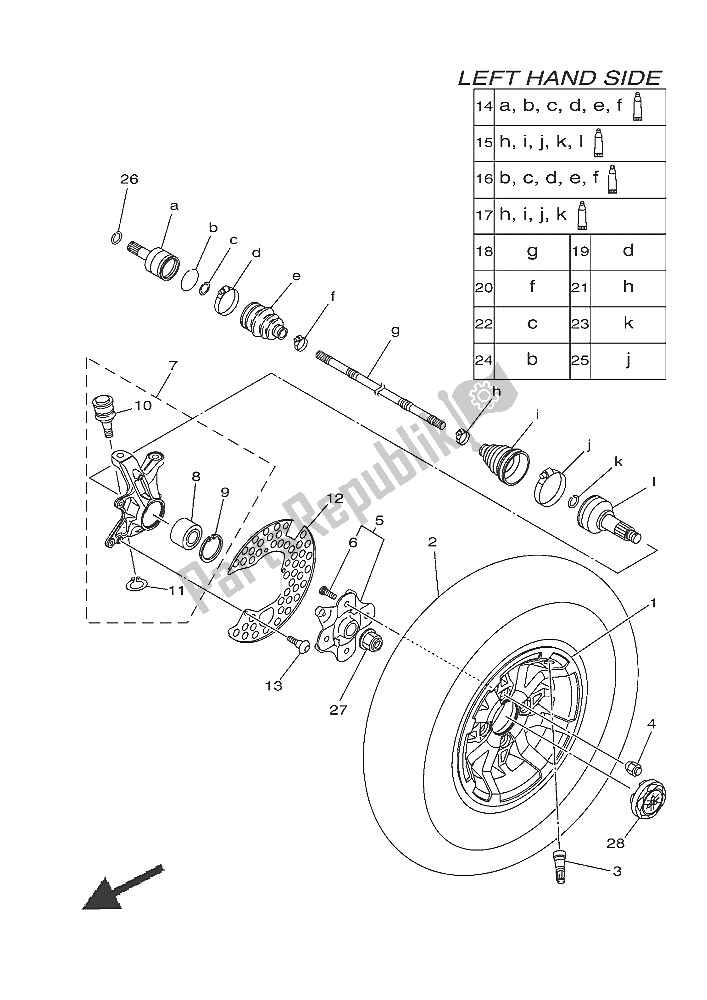 Todas las partes para Rueda Delantera de Yamaha YFM 700 Fwbd Kodiak EPS SE 2016