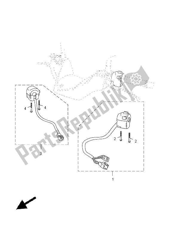 Alle onderdelen voor de Handvat Schakelaar & Hendel van de Yamaha YP 250 RA 2014