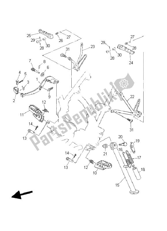 Wszystkie części do Podstawka I Podnó? Ek Yamaha DT 125X 2006