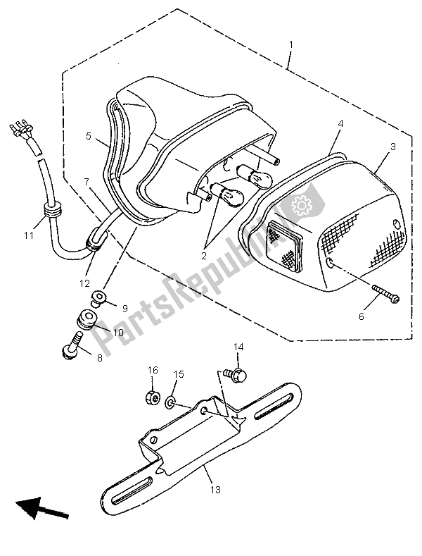 Tutte le parti per il Fanale Posteriore del Yamaha XV 535 S Virago 1996