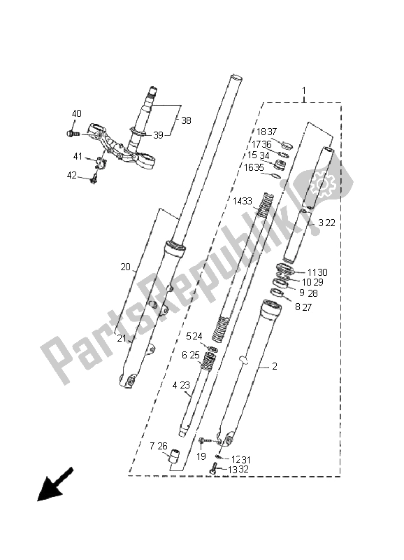 Todas las partes para Tenedor Frontal de Yamaha XV 535 Virago 2001