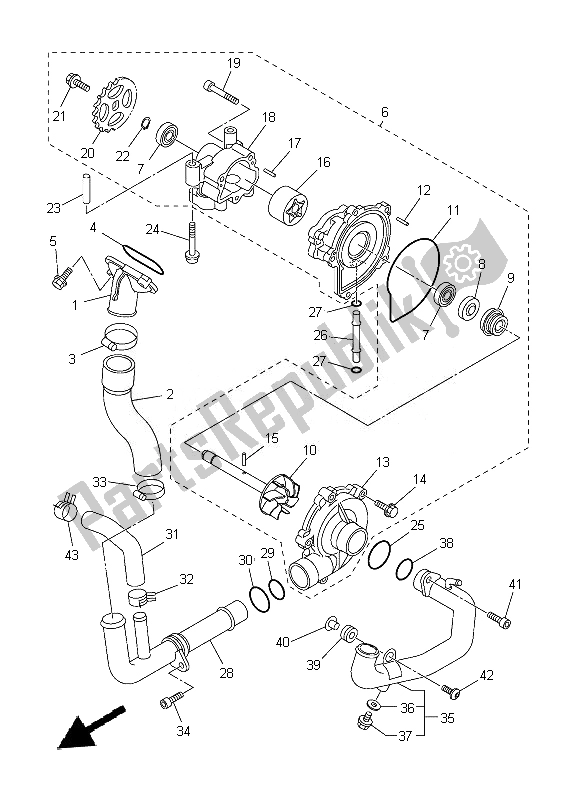 Tutte le parti per il Pompa Dell'acqua del Yamaha FZ8 NA 800 2014