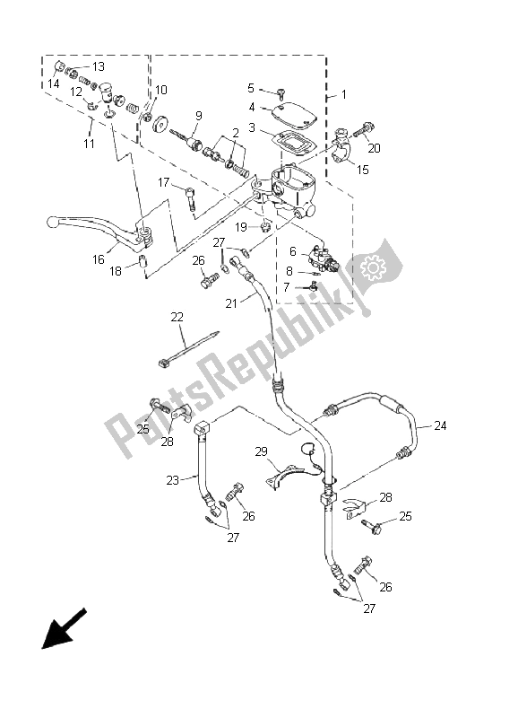 All parts for the Front Master Cylinder of the Yamaha TDM 850 2000