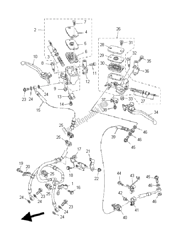 All parts for the Front Master Cylinder of the Yamaha YP 400 Majesty 2011