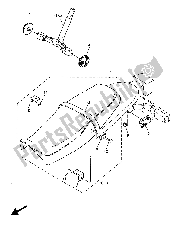 All parts for the Chassis 1 of the Yamaha SRX 600 1987